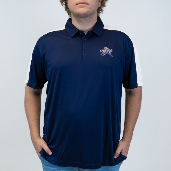 Navy, White, Aggie Bull, Men's, Polo